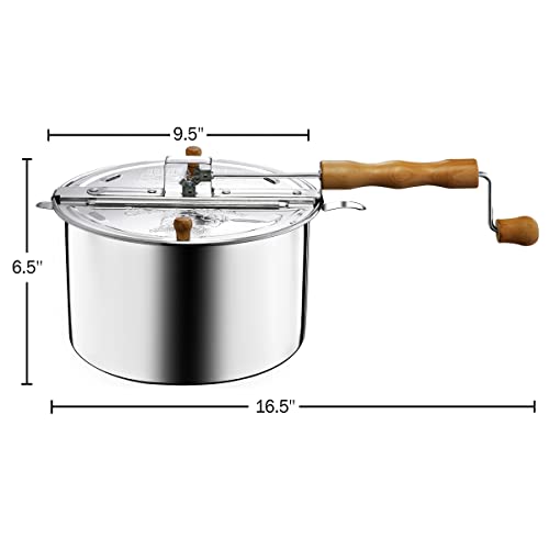 Stovetop Popcorn Maker with Wooden Handles, 5qt