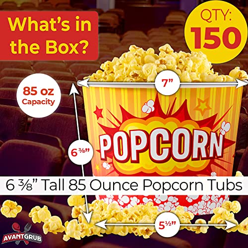 Retro Popcorn Buckets - 150 Pack for Celebrations
