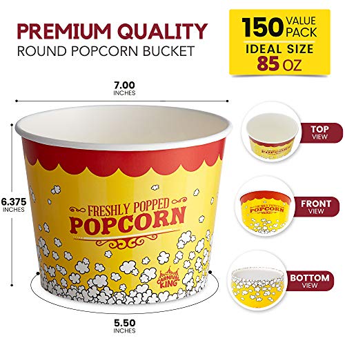 150 Pack of Colorful Disposable Popcorn Buckets