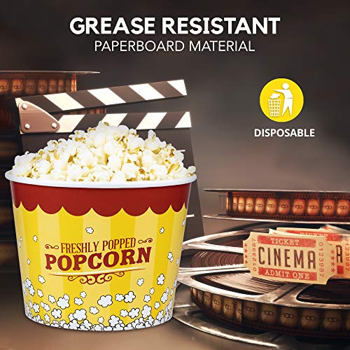 150 Pack of Colorful Disposable Popcorn Buckets
