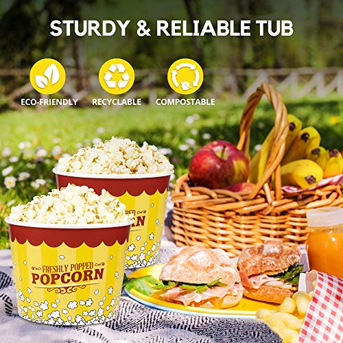 150 Pack of Colorful Disposable Popcorn Buckets
