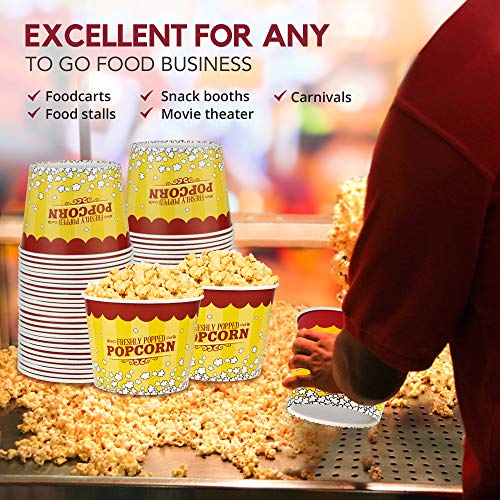 150 Pack of Colorful Disposable Popcorn Buckets