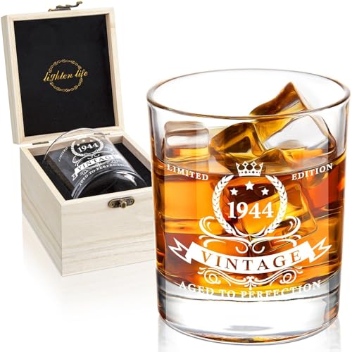 80th Birthday Whiskey Glass in Wooden Box