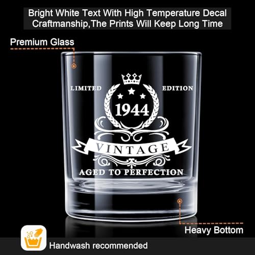 80th Birthday Whiskey Glass in Wooden Box