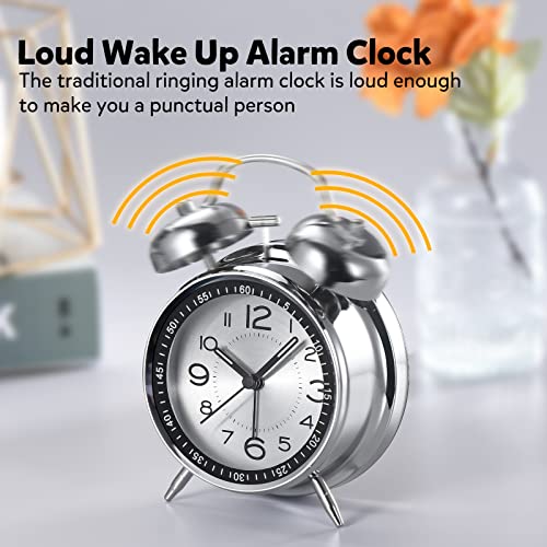 Retro Analog Alarm Clock for Heavy Sleepers (Blue)