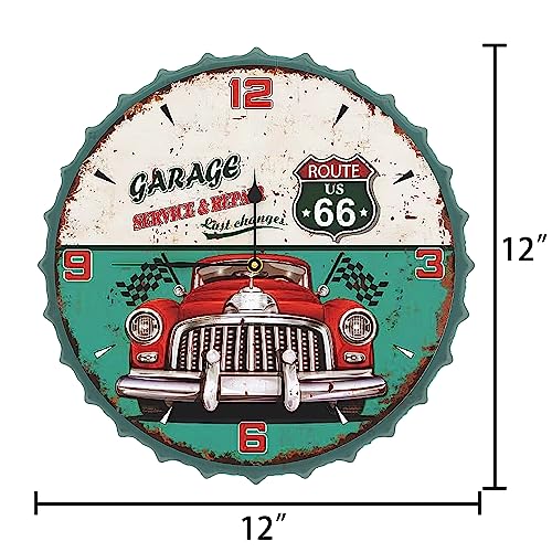 12-Inch Vintage Iron Wall Clock for Office, Bar, Bedroom