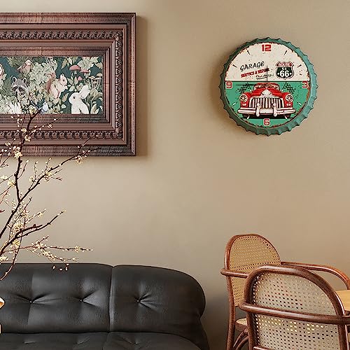 12-Inch Vintage Iron Wall Clock for Office, Bar, Bedroom