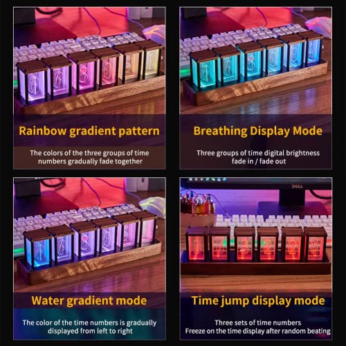 Retro LED Nixie Tube Clock, Customizable RGB, Room Decor