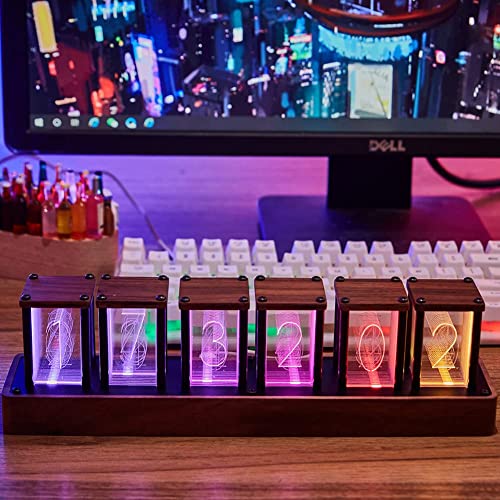 Retro LED Nixie Tube Clock, Customizable RGB, Room Decor