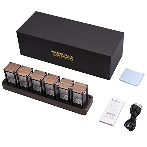 Retro LED Nixie Tube Clock, Customizable RGB, Room Decor