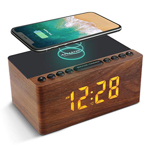 Digital LED Alarm Clock with FM Radio and Wireless Charger