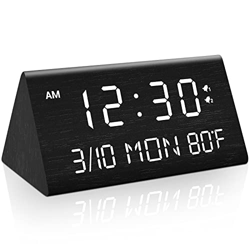 Wooden Digital Alarm Clock with Dimmer