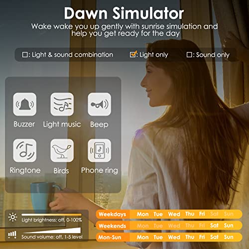 Sunrise Alarm Clock with Colorful Night Light