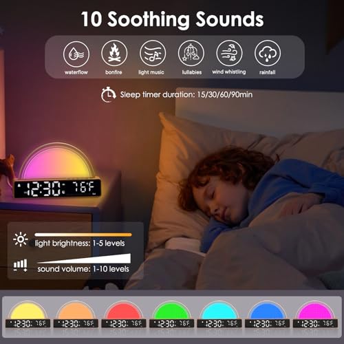 Sunrise Alarm Clock with Colorful Night Light