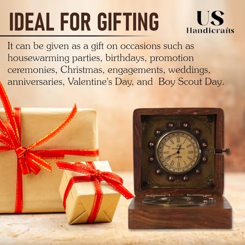 Handmade Rose Wood Clock Compass - Perfect Gift!