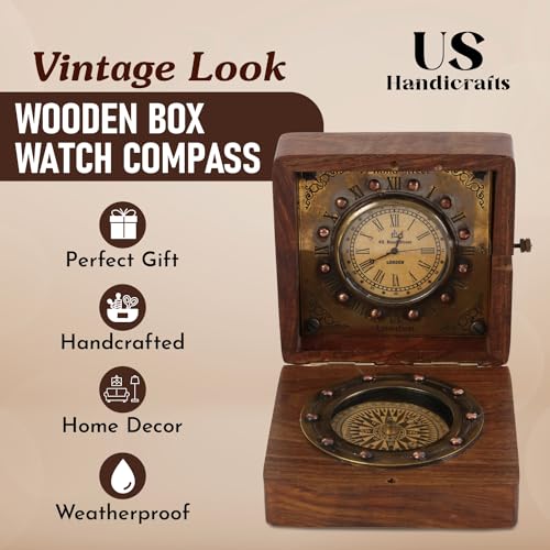 Handmade Rose Wood Clock Compass - Perfect Gift!