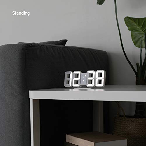 mooas Pure Mini White LED Clock, Multi-Function Calendar