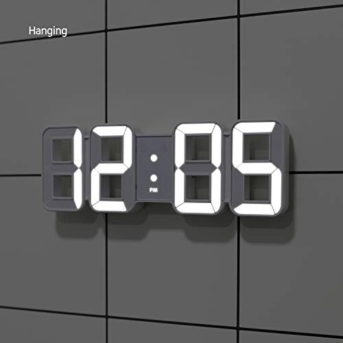 mooas Pure Mini White LED Clock, Multi-Function Calendar