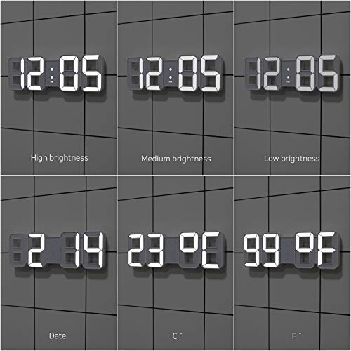 mooas Pure Mini White LED Clock, Multi-Function Calendar