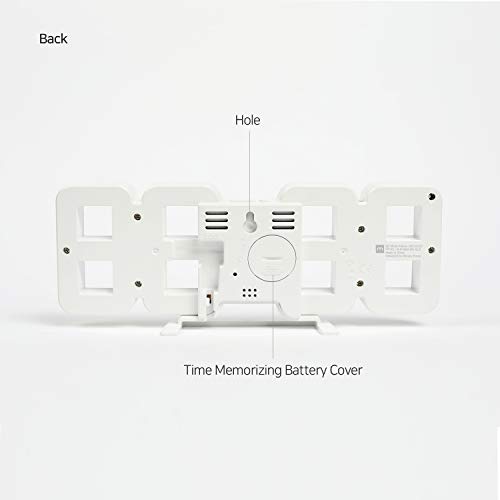 mooas Pure Mini White LED Clock, Multi-Function Calendar