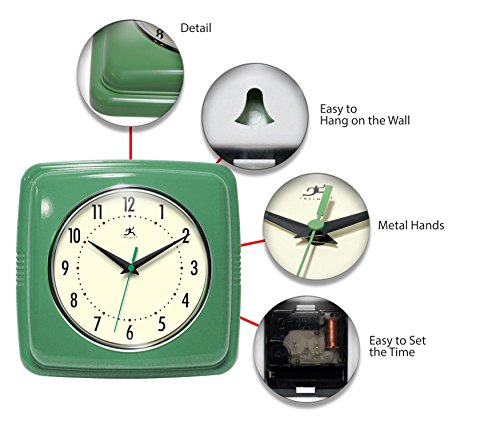Mid Century Modern Retro Kitchen Wall Clock (Green)