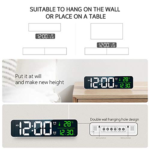 Large Digital Alarm Clock - LED Date Temp Display