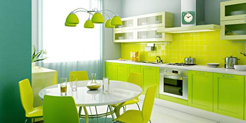 Mid Century Modern Retro Kitchen Wall Clock (Green)