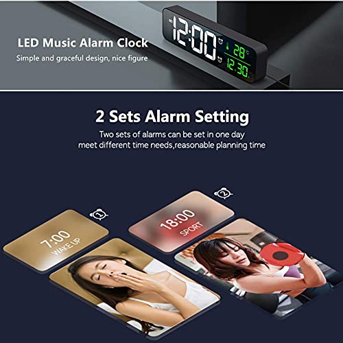 Large Digital Alarm Clock - LED Date Temp Display