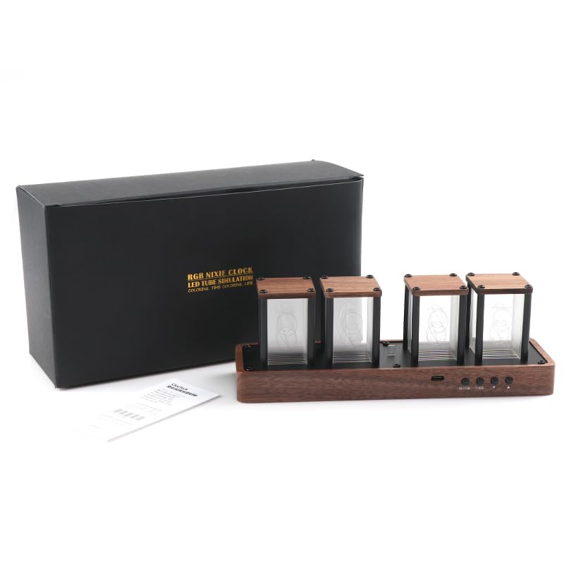 Retro Nixie Tube Clock - Wi-Fi Enabled, Walnut Wood