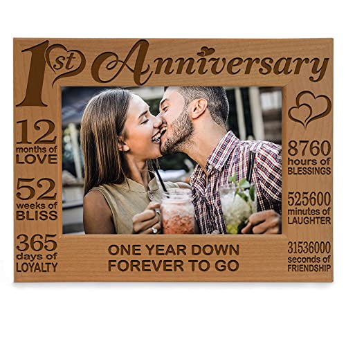 1st Anniversary Engraved Wood Photo Frame - Husband and Wife (5x7)