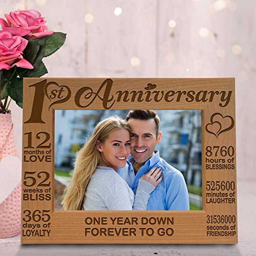 1st Anniversary Engraved Wood Photo Frame - Husband and Wife (5x7)