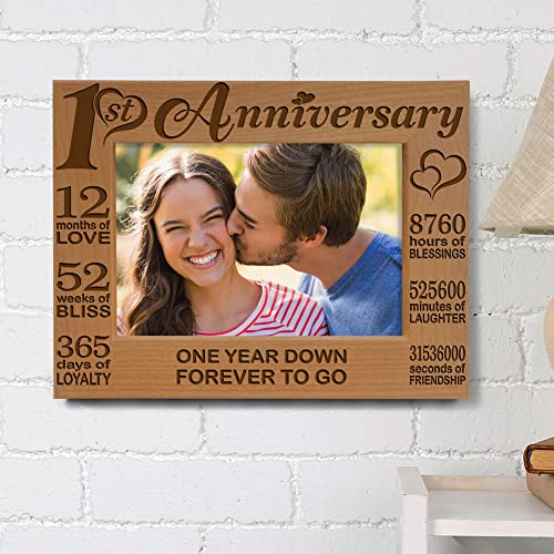 1st Anniversary Engraved Wood Photo Frame - Husband and Wife (5x7)