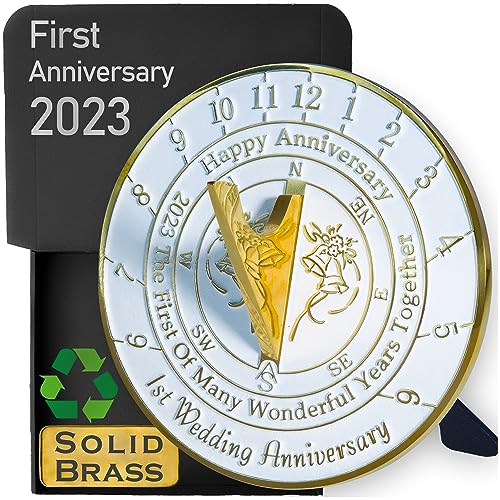 1st Wedding Anniversary Sundial Gift - Handmade in UK