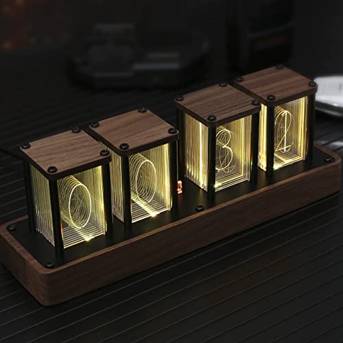 Retro Nixie Tube Clock - Wi-Fi Enabled, Walnut Wood