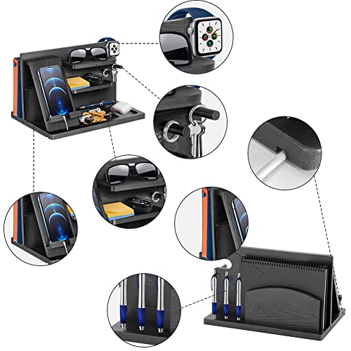 Wood Phone Docking Station Key Holder Wallet Stand