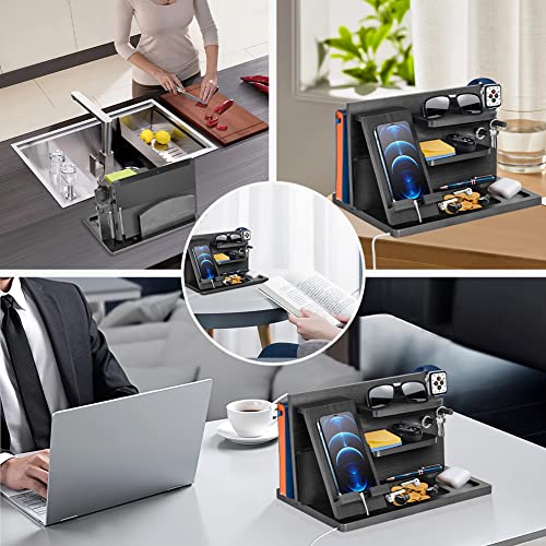 Wood Phone Docking Station Key Holder Wallet Stand