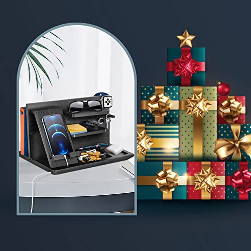 Wood Phone Docking Station Key Holder Wallet Stand