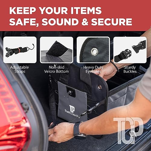 Gray Car Trunk Storage Organizer with Adjustable Compartments