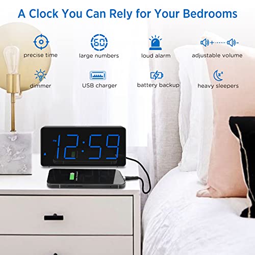 Seniors Alarm Clock with Big Numbers and USB Port