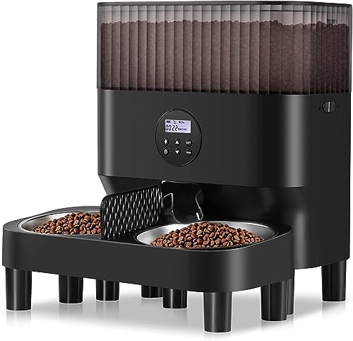 Sailvono Automatic Cat Feeder: Elevated Dispenser, 2 Bowls