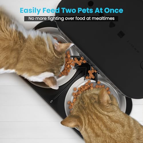Sailvono Automatic Cat Feeder: Elevated Dispenser, 2 Bowls