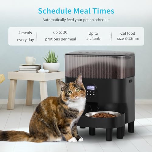 Sailvono Automatic Cat Feeder: Elevated Dispenser, 2 Bowls