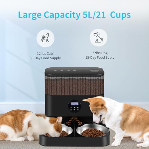 Sailvono Automatic Cat Feeder: Elevated Dispenser, 2 Bowls