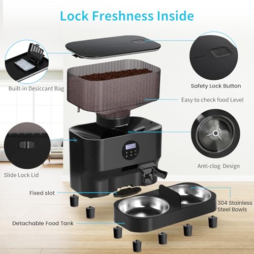 Sailvono Automatic Cat Feeder: Elevated Dispenser, 2 Bowls