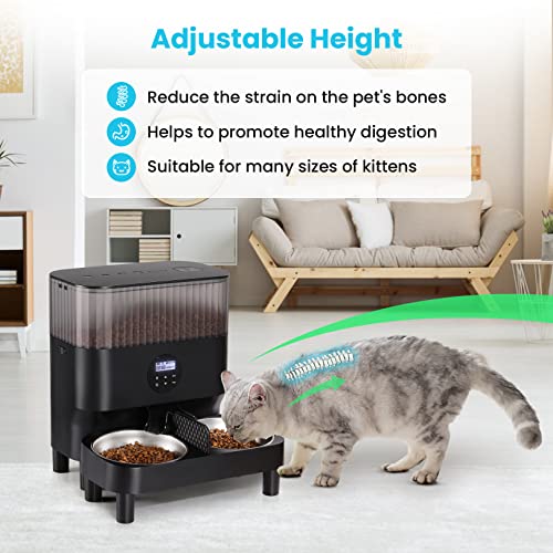 Sailvono Automatic Cat Feeder: Elevated Dispenser, 2 Bowls