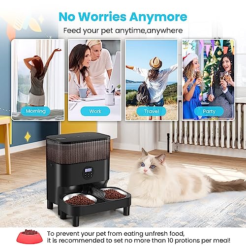 Sailvono Automatic Cat Feeder: Elevated Dispenser, 2 Bowls