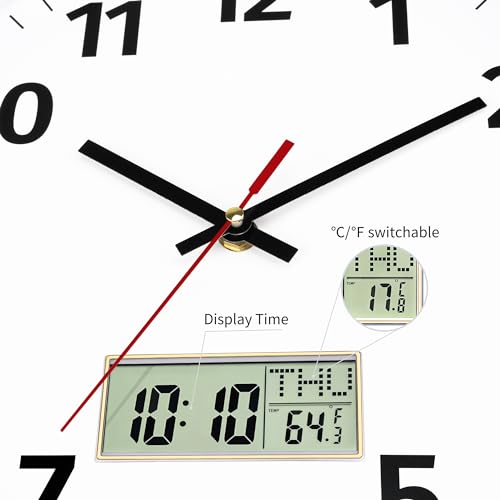 Foxtop Digital Wall Clock with Time and Temperature