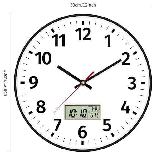 Foxtop Digital Wall Clock with Time and Temperature