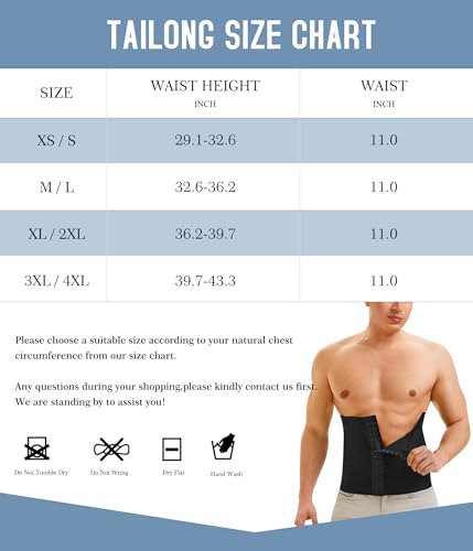 Men's Black Waist Trainer for Tummy Control