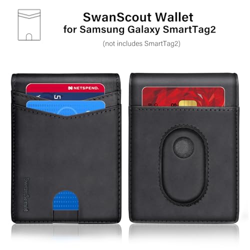 Genuine Leather SwanScout Galaxy SmartTag2 Wallet (Black)